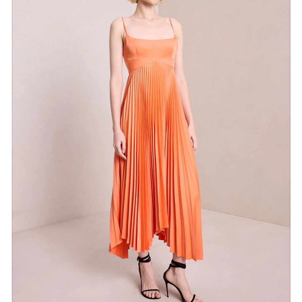 Alc Pleated Orange Dress New Summer Weddingg